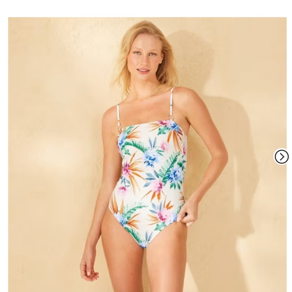 NWT Shade & Shore Medium Coverage high leg floral swimsuit sz L